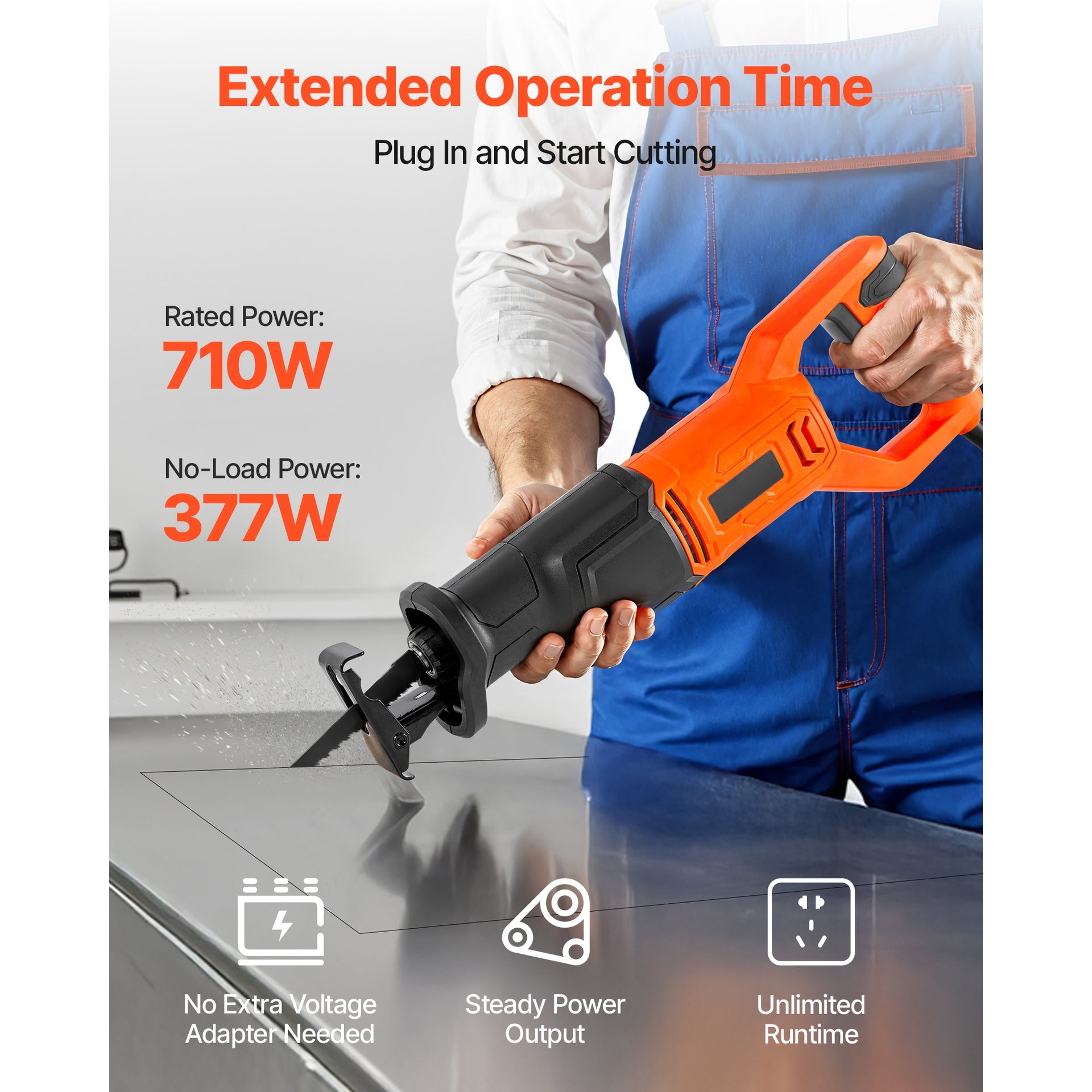 Corded Reciprocating Saw, 120 Volt 6 Amp, 3000 SPM Variable Speed, 3/4 inch Stroke Length, Electric Reciprocating Saw with 8 Blades and Carrying Bag, for Wood, Metal, and Plastic Cutting