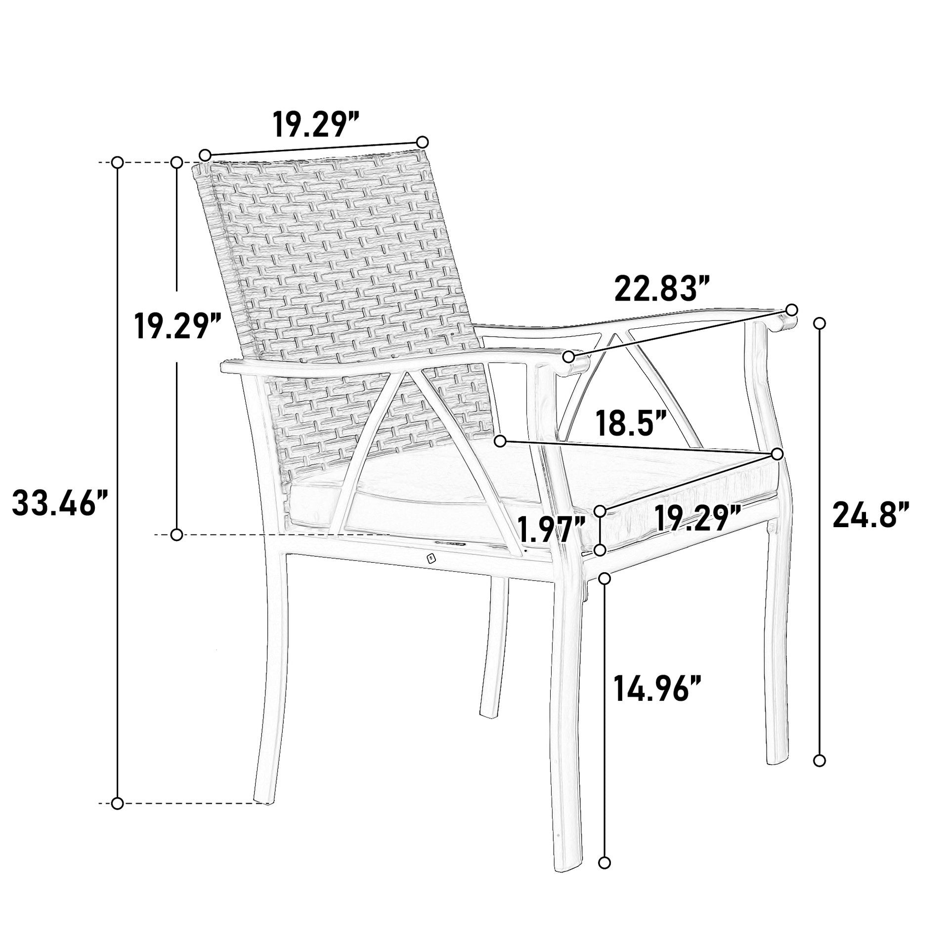 5-Piece Wicker Outdoor Table and Chairs, Patio Dining Set w/Square steel Tabletop and Umbrella Hole, Patio Table and Chairs Set for Backyard Deck Balcony Front Porch