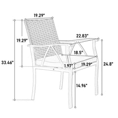 5-Piece Wicker Outdoor Table and Chairs, Patio Dining Set w/Square steel Tabletop and Umbrella Hole, Patio Table and Chairs Set for Backyard Deck Balcony Front Porch