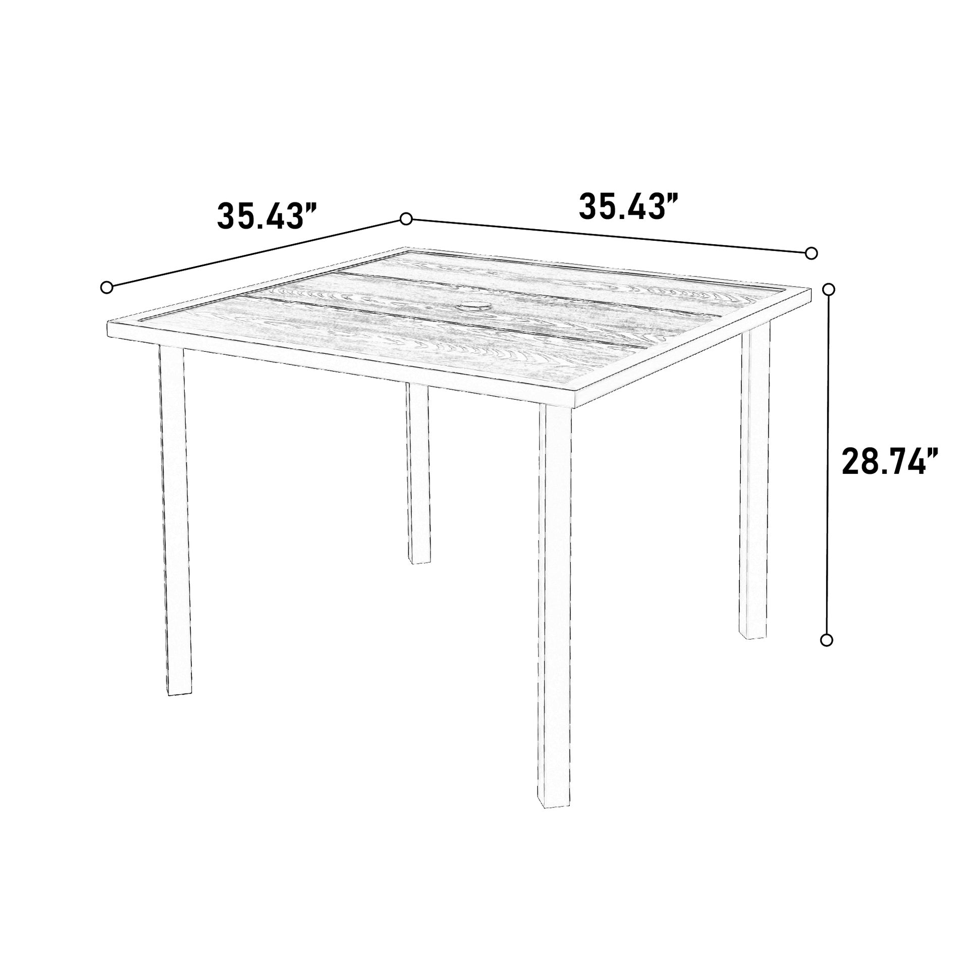 5-Piece Wicker Outdoor Table and Chairs, Patio Dining Set w/Square steel Tabletop and Umbrella Hole, Patio Table and Chairs Set for Backyard Deck Balcony Front Porch