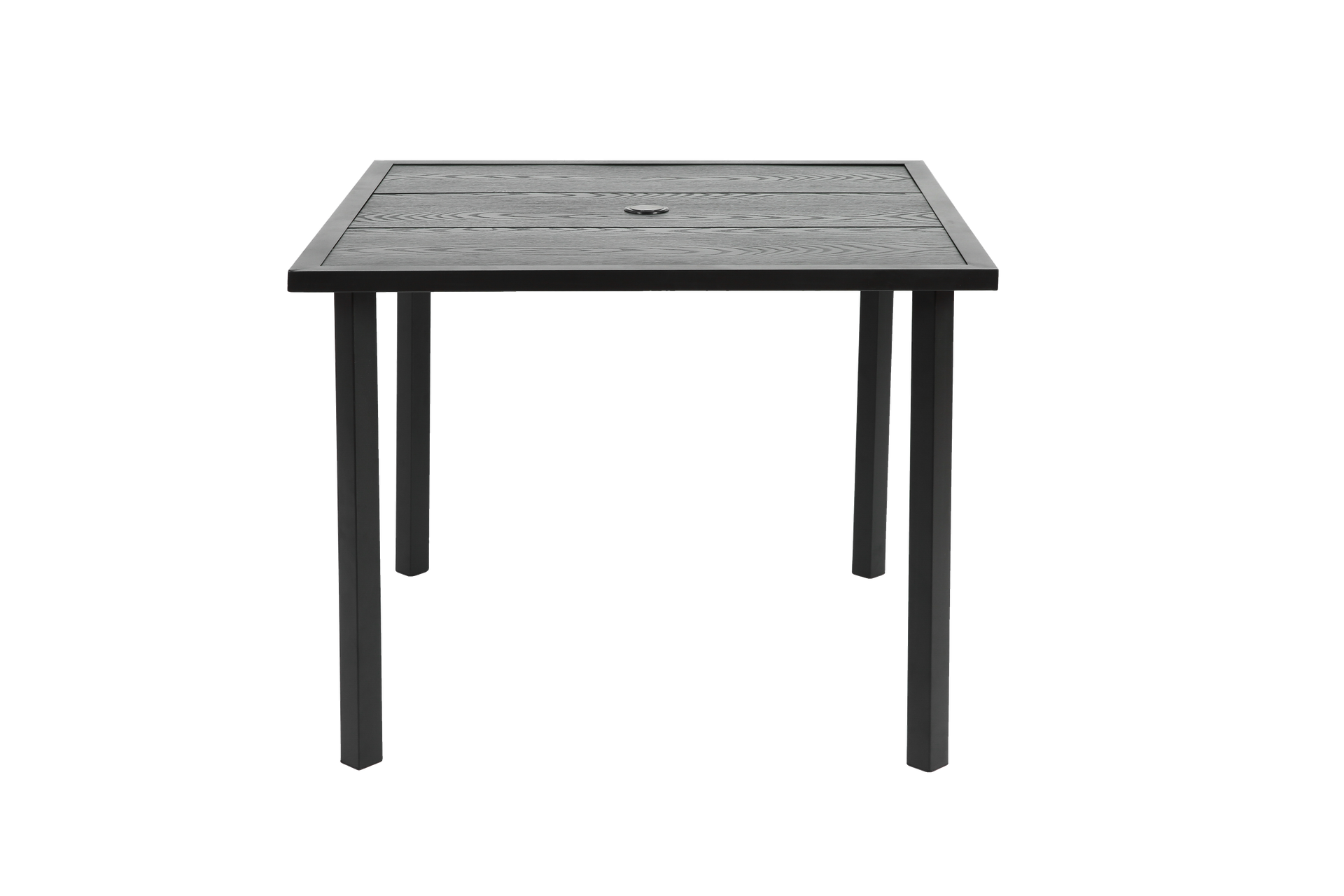5-Piece Wicker Outdoor Table and Chairs, Patio Dining Set w/Square steel Tabletop and Umbrella Hole, Patio Table and Chairs Set for Backyard Deck Balcony Front Porch