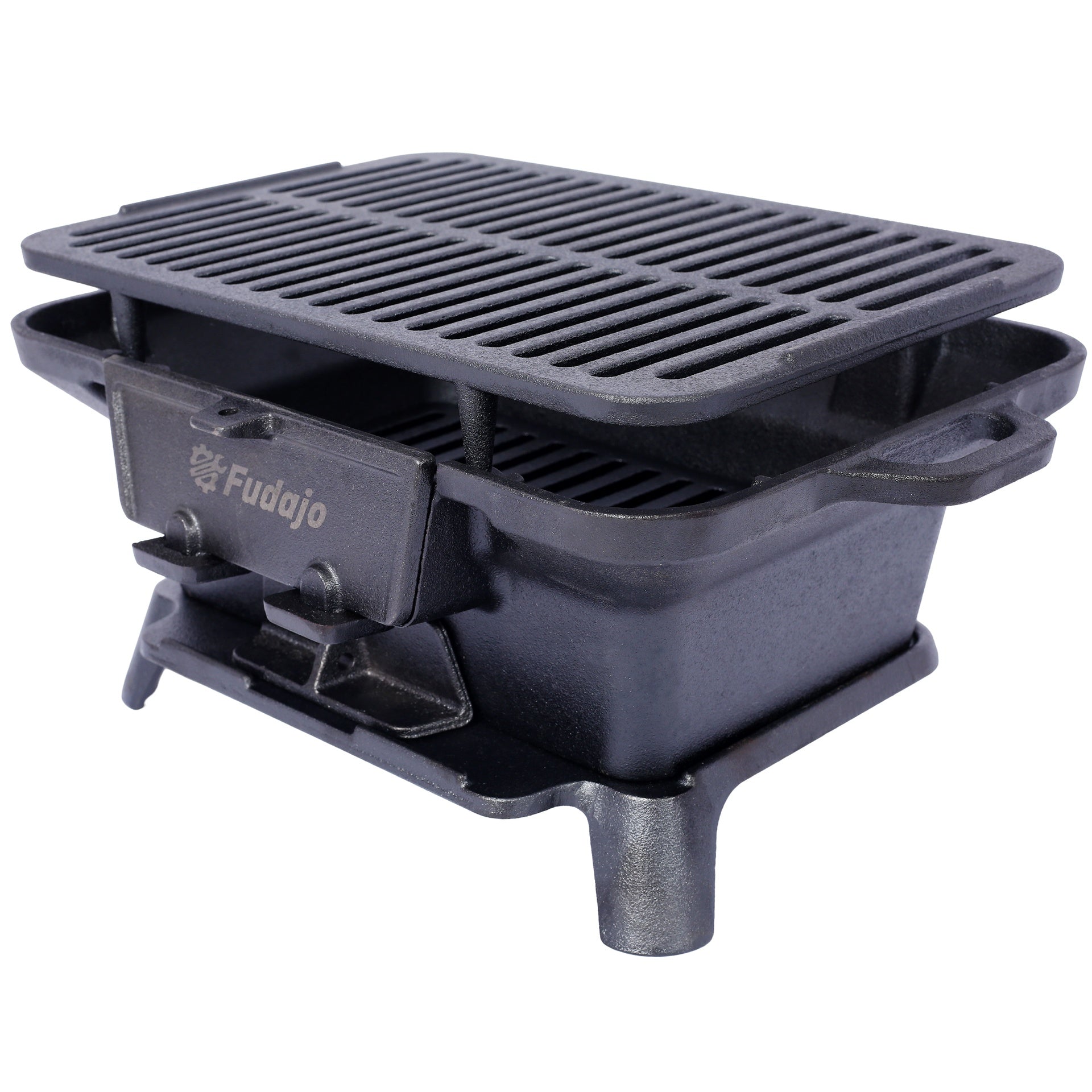 Oval Cast Iron Grill Outdoor, Portable Charcoal Grill and Tabletop Cast Iron Skillet - 100% Cast Iron, Durable, Small Charcoal Grill, Camping Stove, Hibachi Grill