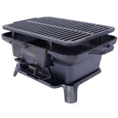 Oval Cast Iron Grill Outdoor, Portable Charcoal Grill and Tabletop Cast Iron Skillet - 100% Cast Iron, Durable, Small Charcoal Grill, Camping Stove, Hibachi Grill