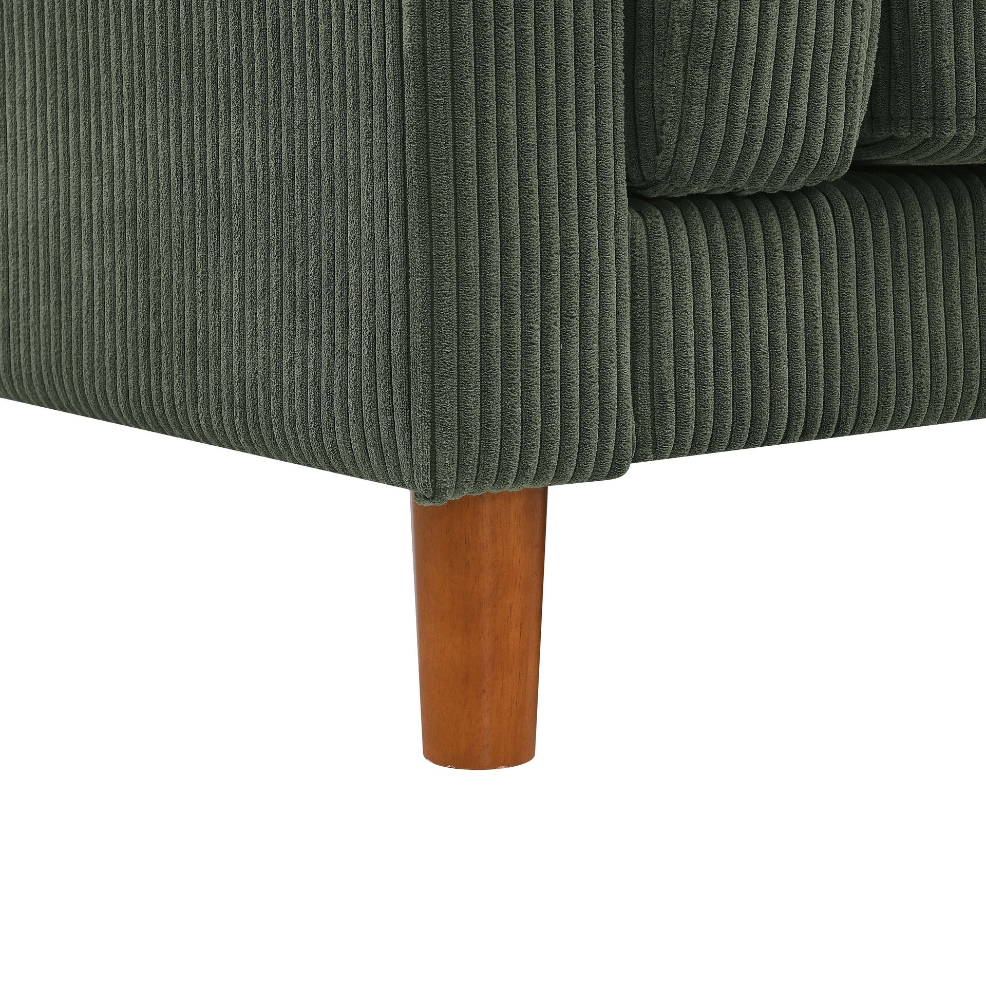 Corduroy Upholstered Square Arm Sofa with Wooden Legs