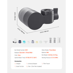Faucet Mount Water Filters Sink Water Purifier for Kitchen Gray Horizontal
