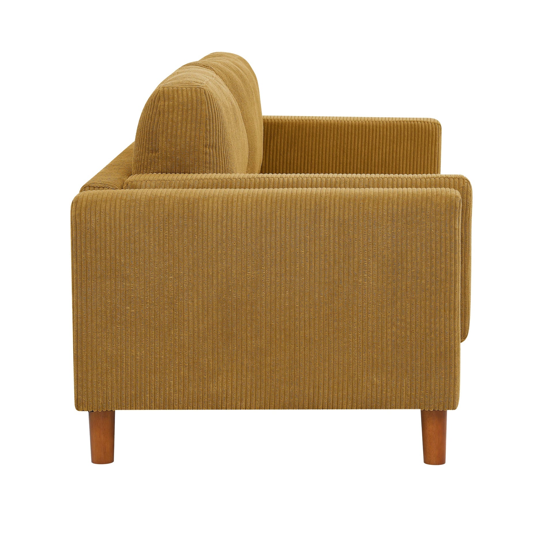 Corduroy Upholstered Square Arm Sofa with Wooden Legs