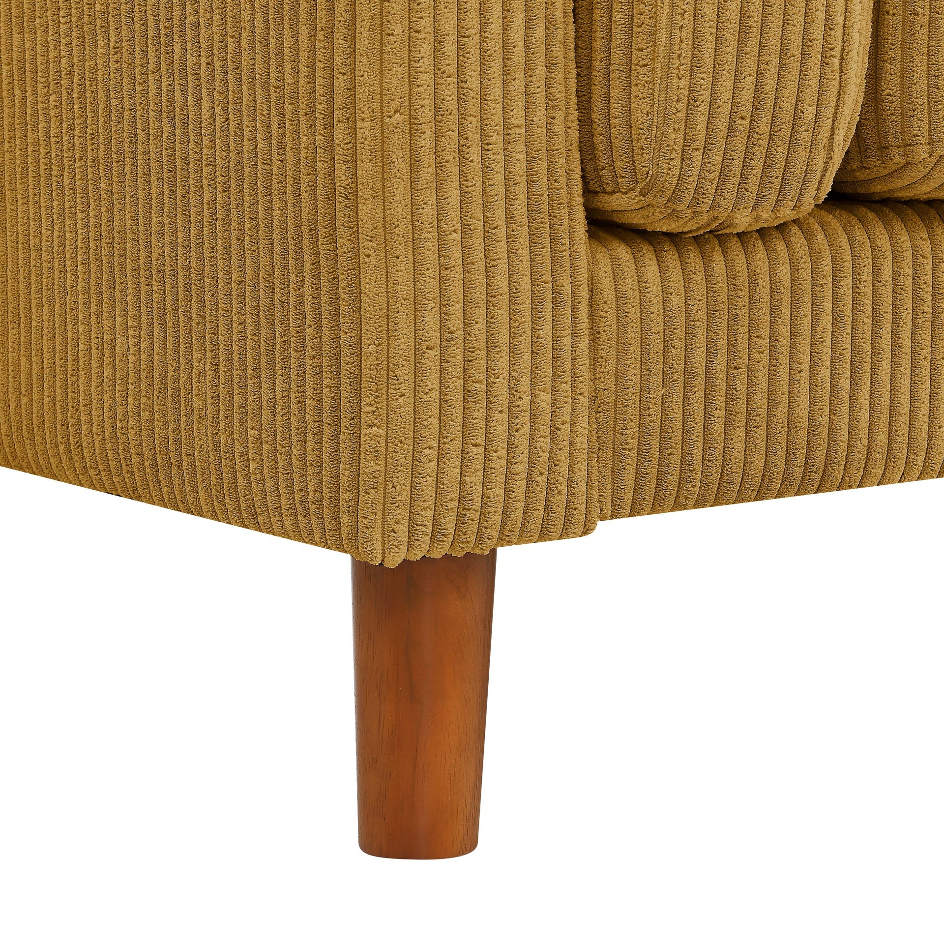 Corduroy Upholstered Square Arm Sofa with Wooden Legs