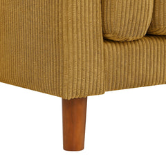 Corduroy Upholstered Square Arm Sofa with Wooden Legs