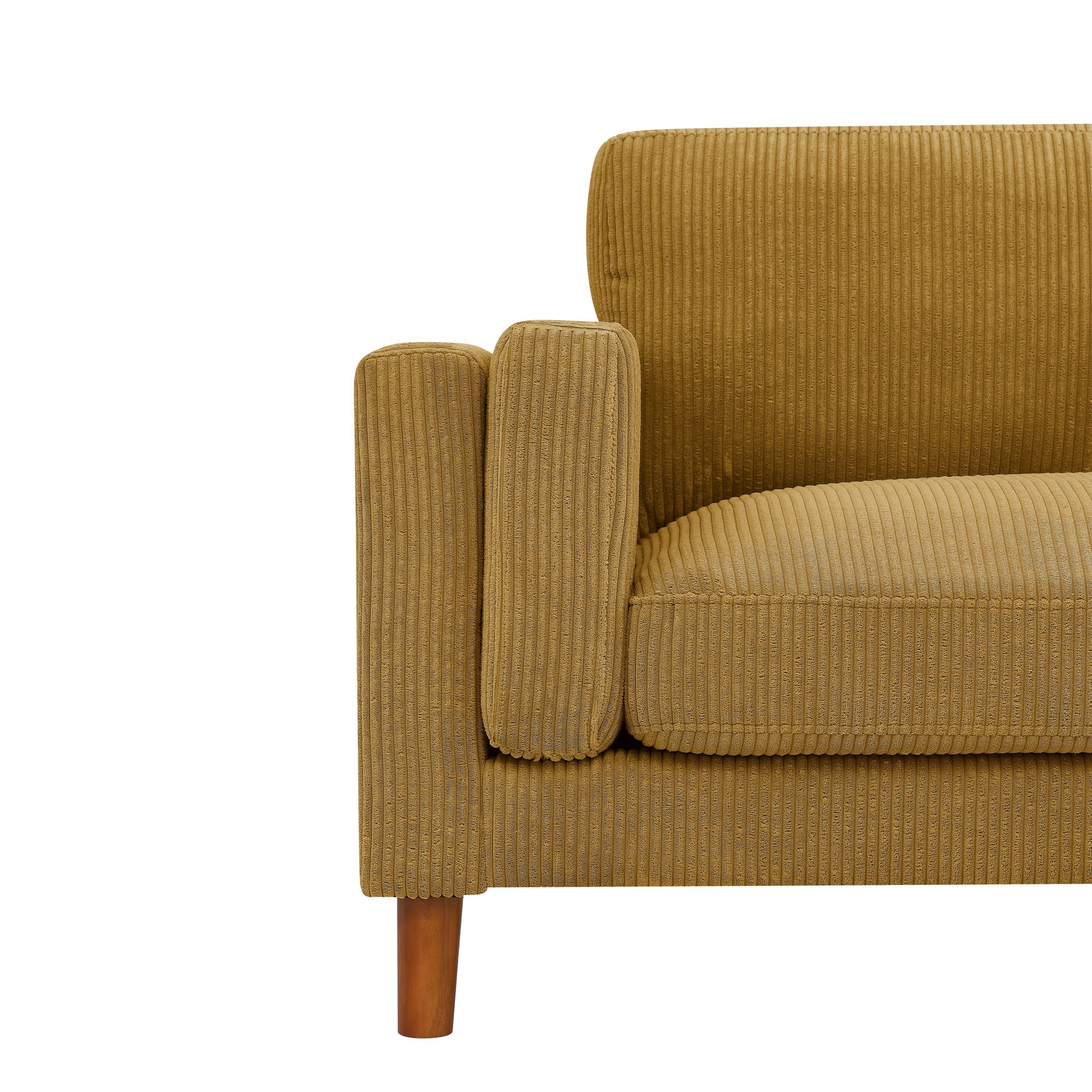 Corduroy Upholstered Square Arm Sofa with Wooden Legs