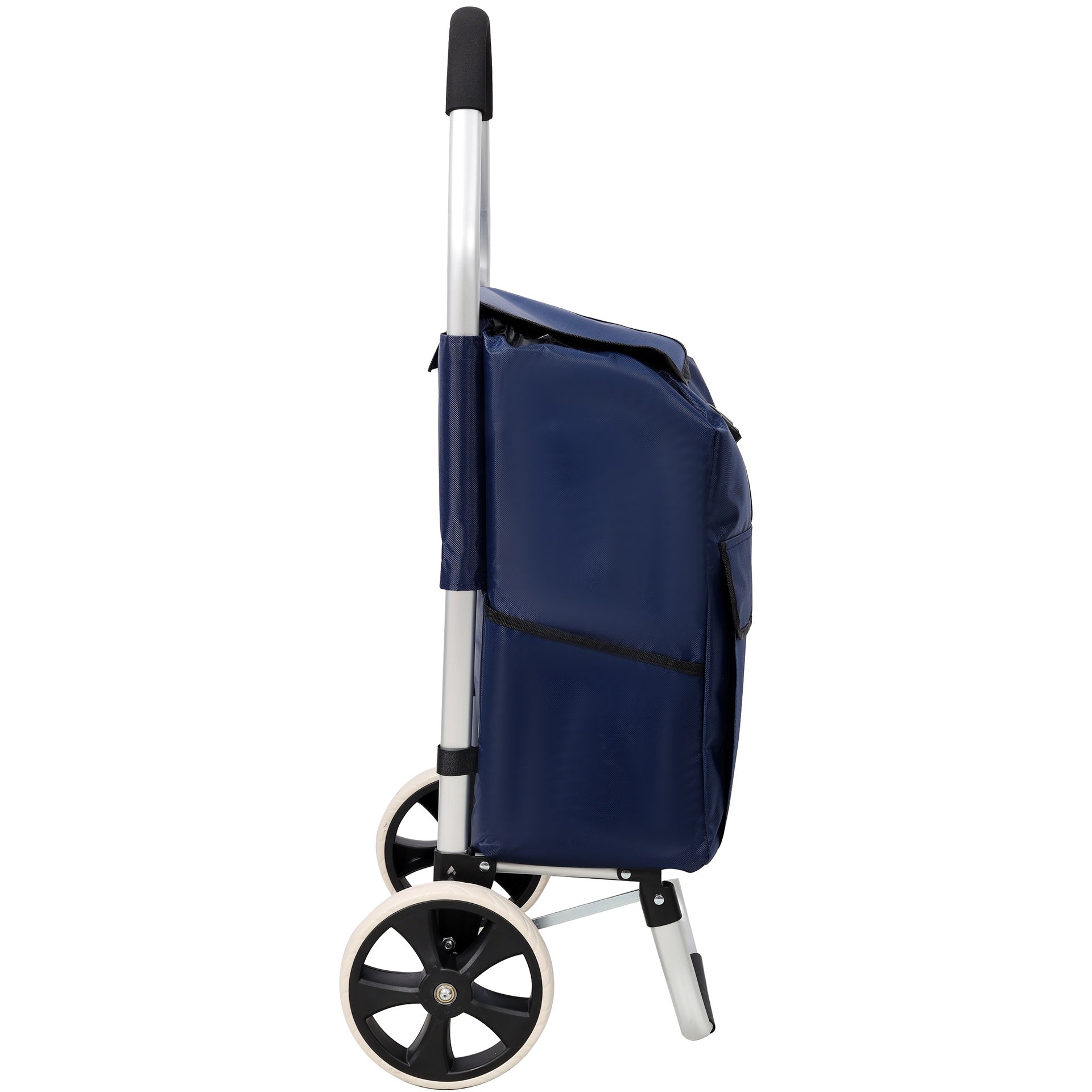 Shopping Trolley with Wheels,Trolley Black Foldable Shopping Cart,Removable Shopping Oxford Waterproof Bag,Blue
