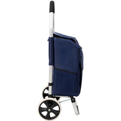 Shopping Trolley with Wheels,Trolley Black Foldable Shopping Cart,Removable Shopping Oxford Waterproof Bag,Blue