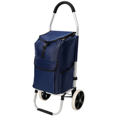 Shopping Trolley with Wheels,Trolley Black Foldable Shopping Cart,Removable Shopping Oxford Waterproof Bag,Blue