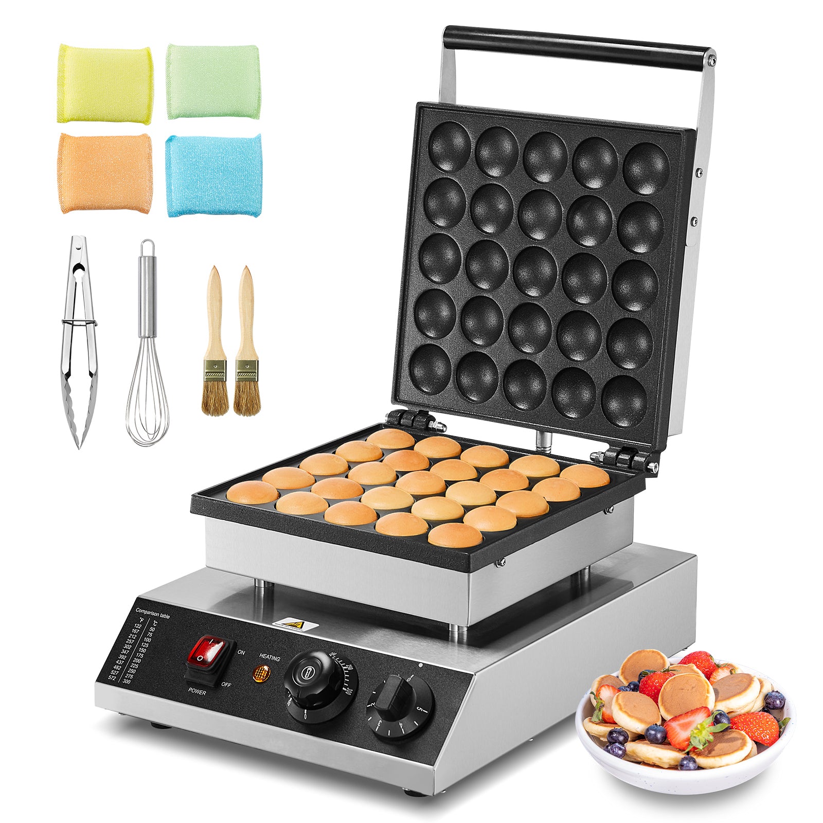 25PCS 43mm Mini Dutch Pancake Maker Commercial Dorayaki Baker 1700W