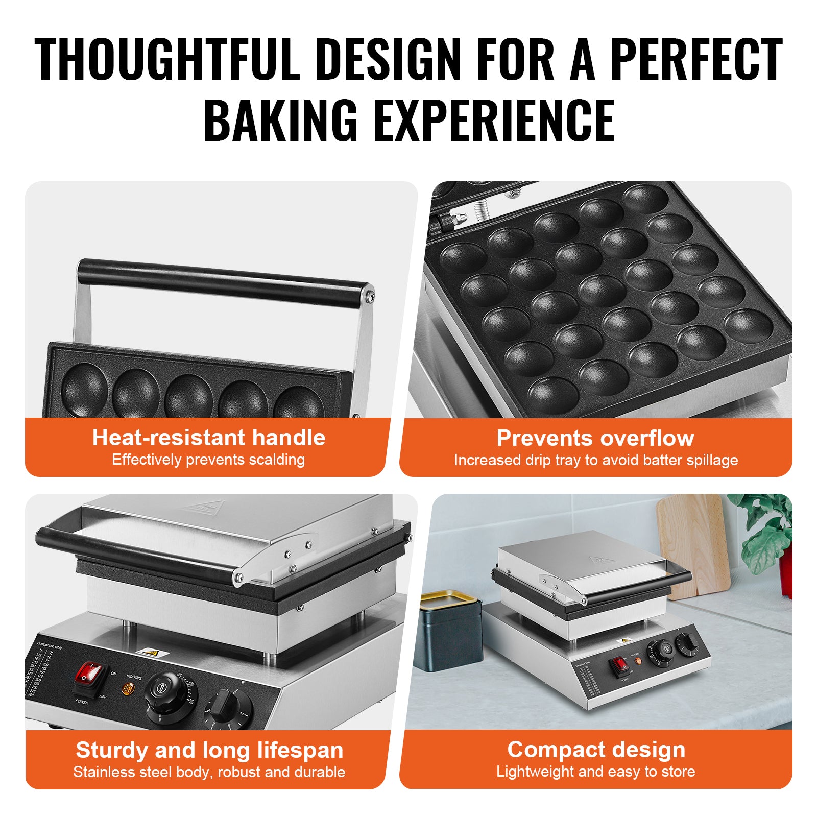 25PCS 43mm Mini Dutch Pancake Maker Commercial Dorayaki Baker 1700W