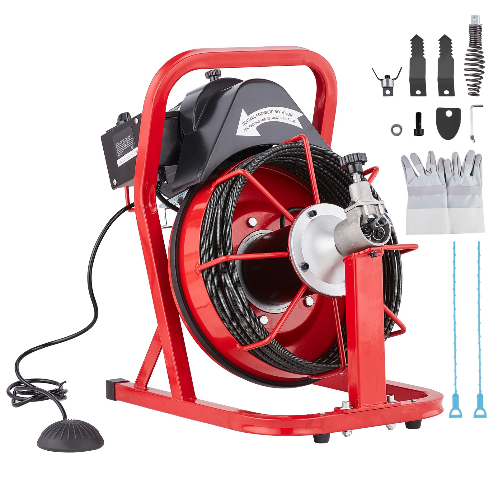 Drain Cleaner Machine Electric Drain Auger 50FT x 3/10 In Auto Feed