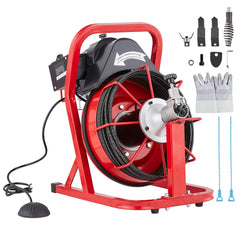 Drain Cleaner Machine Electric Drain Auger 50FT x 3/10 In Auto Feed