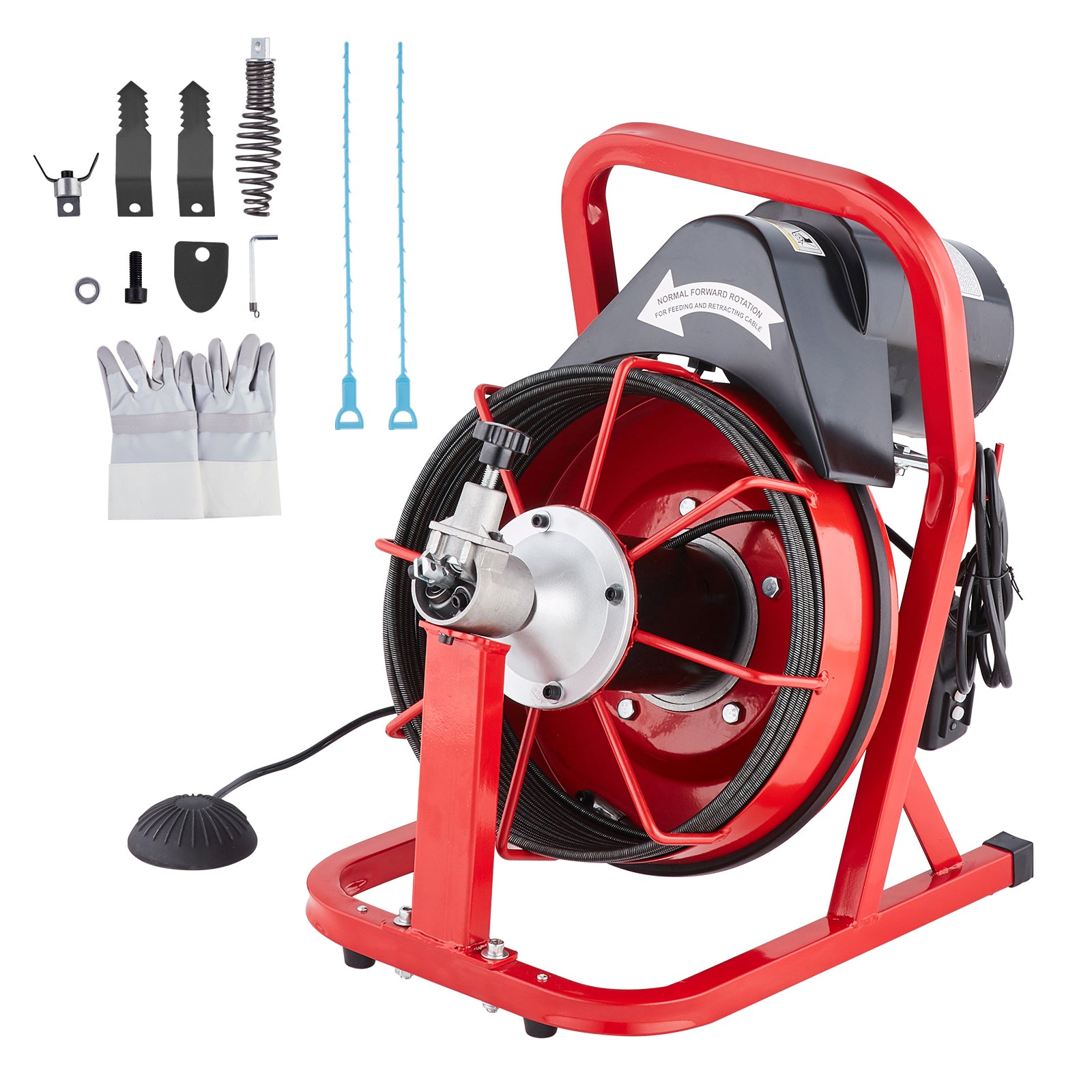 Drain Cleaner Machine Electric Drain Auger 50FT x 3/10 In Auto Feed
