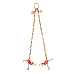 5/16" x 3' G80 Tow Chain V-Chain Bridle RTJ & Grab Hooks Wrecker 10800 lbs