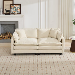 Cloud Sofa LoveSeat (Ottoman is not included), Modern Sectional Couch, for Living Room Bedroom and Apartment, Comfy Double Layer Upholstered Seat Cushion, Breathable Chenille Fabric, Beige,SW5012BG