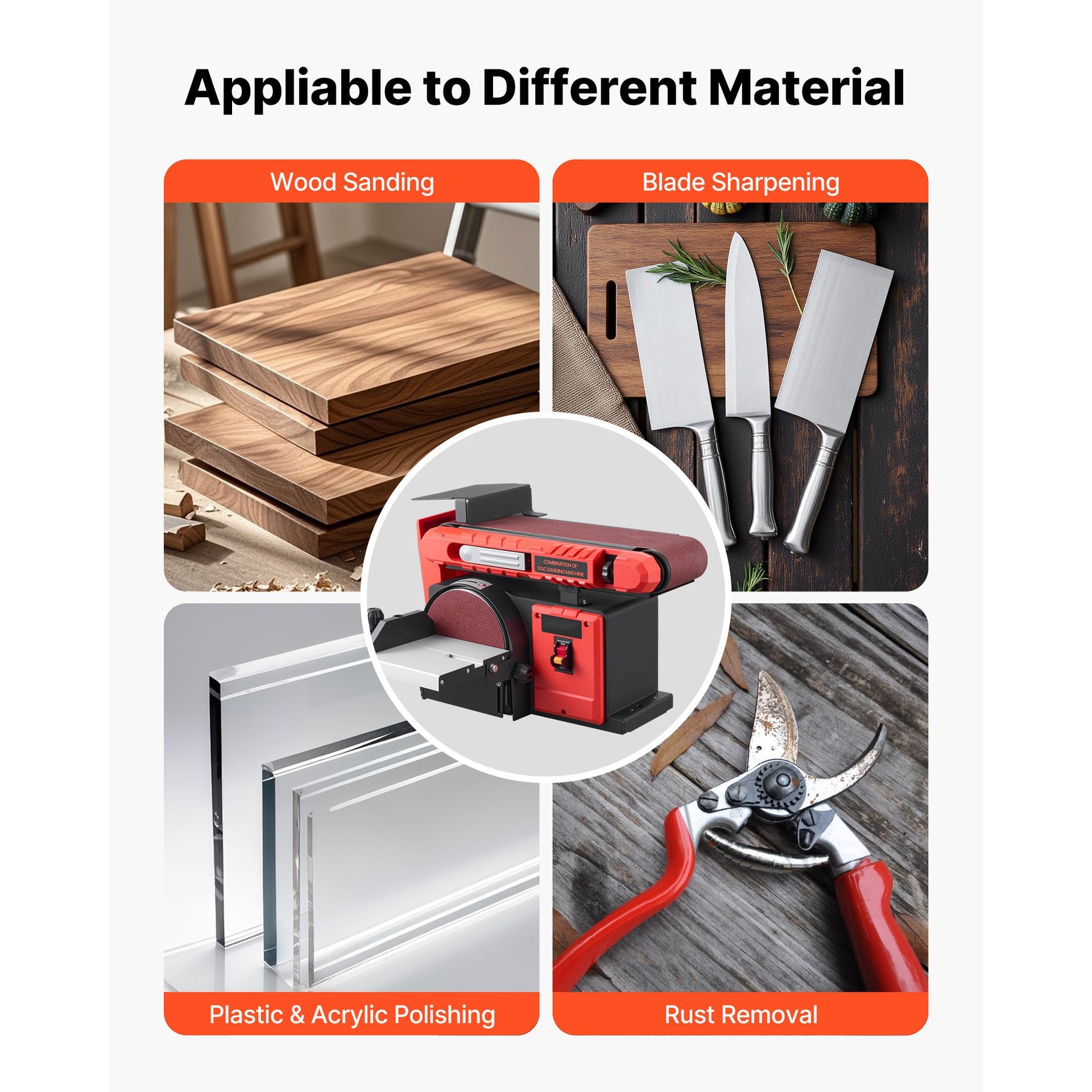 6" Disc Sander & 4" x 36" Belt Sander, 400W Professional Belt Disc Sanders Combo with 0 - 45° Adjustable Worktable & Dust Collection Port for Woodworking, Knife Sharpening, DIY Crafting