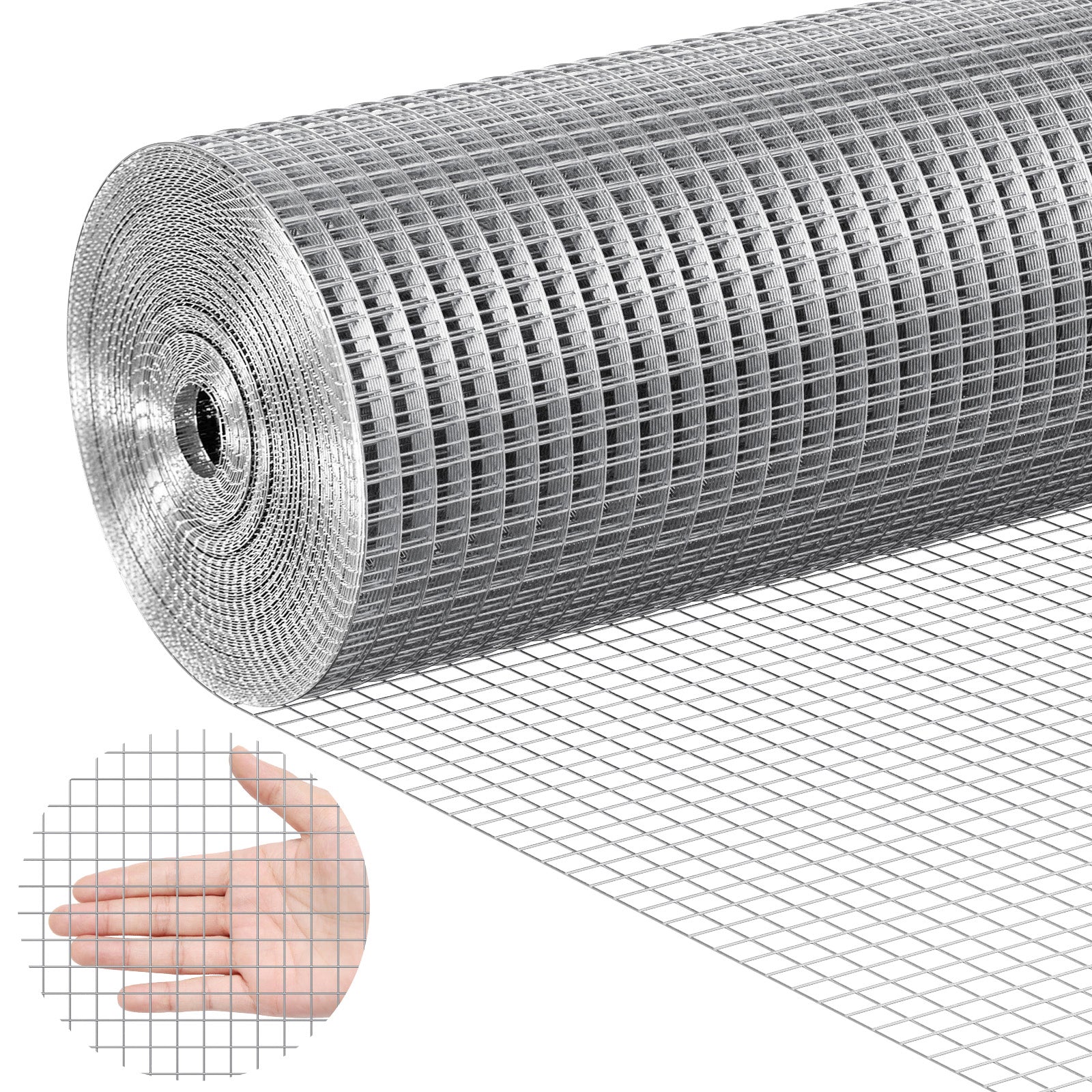Hardware Cloth, 1/2 inch 48in x 100 ft 19 Gauge, Hot Dipped Galvanized Wire Mesh Roll, Chicken Wire Fencing, Wire Mesh for Rabbit Cages, Garden, Small Rodents