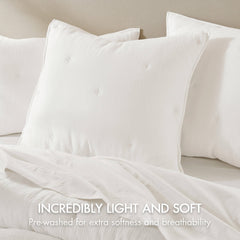 1-Piece Euro Sham Cotton Gauze  Embroidered Euro Sham,White