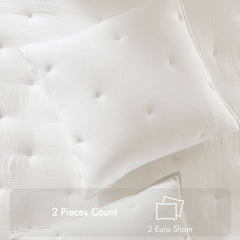 1-Piece Euro Sham Cotton Gauze  Embroidered Euro Sham,White