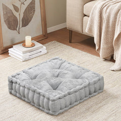 Poly Chenille Square Floor Pillow Cushion Grey 20x20"