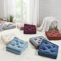 Poly Chenille Square Floor Pillow Cushion Grey 20x20"