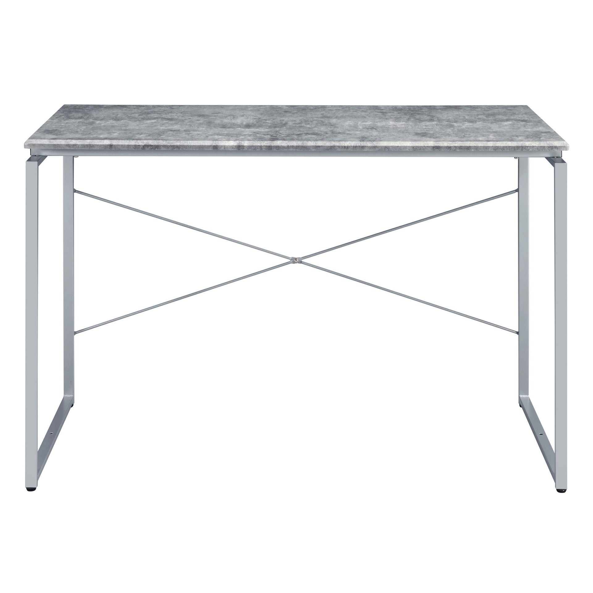 Grey and Silver Writing Desk with Metal Sled Base