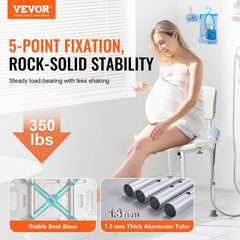 Shower Chair, Shower Seat with Back, Adjustable Height Shower Stool, Shower Chair for Inside Shower Bathtub, Non-slip Bathroom Bench Bath Chair for Elderly Disabled Handicap, 350 lbs Capacity