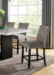 Light Gray Flannelette Contemporary 2pc Dining Counter Height Chairs Nalihead Trim Black Solid wood Legs Dining Room Chairs