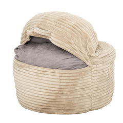 Convertible Memory Foam Bean Bag Chair, 2-in-1 Sofa Chair, Beige