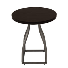 Tior Accent Table, 20 Inch Round Wood Brown Top, Gray Metal Base