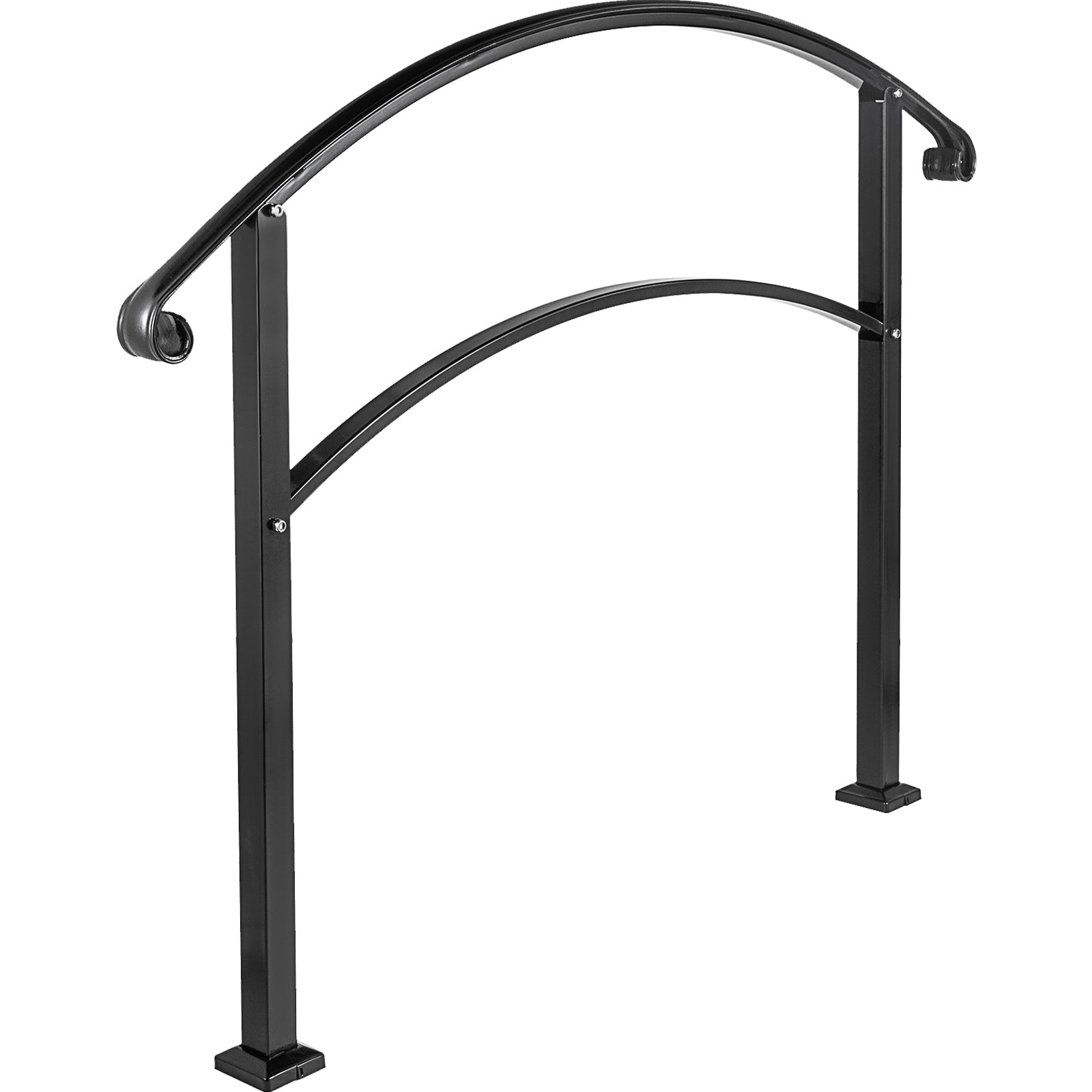 4-Step Handrail Fits 1 or 4 Steps Matte Black Stair Rail Wrought Iron Handrail with Installation Kit Hand Rails for Outdoor Steps