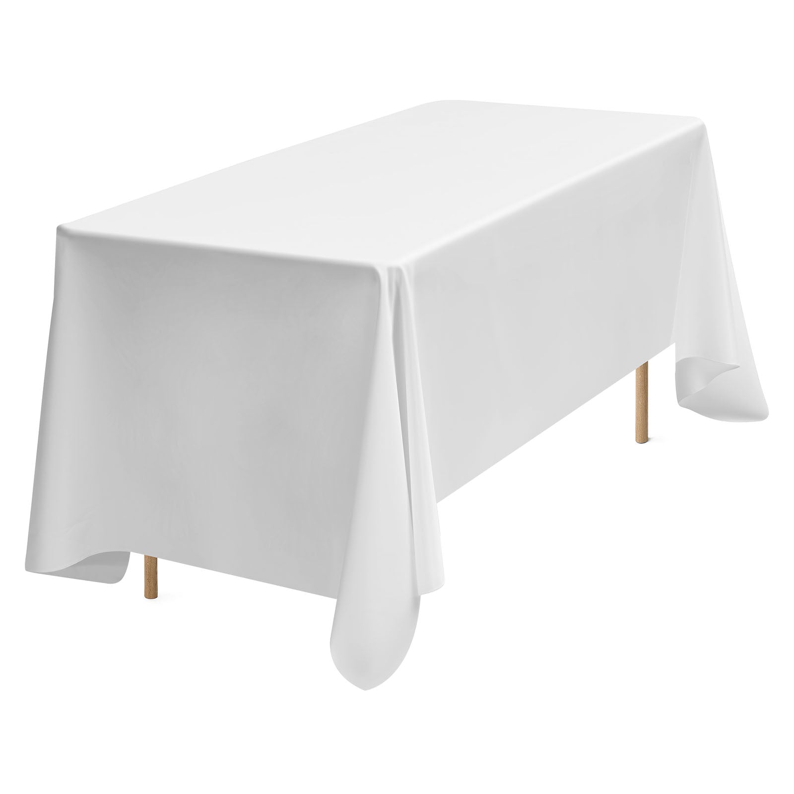 White Tablecloths for Rectangle Tables, 6 Pack, 70 x 120 Inches, Reusable and Machine Washable Table Clothes, Wrinkle-Resistant Polyester Fabric Table Covers for Wedding, Party, Banquet