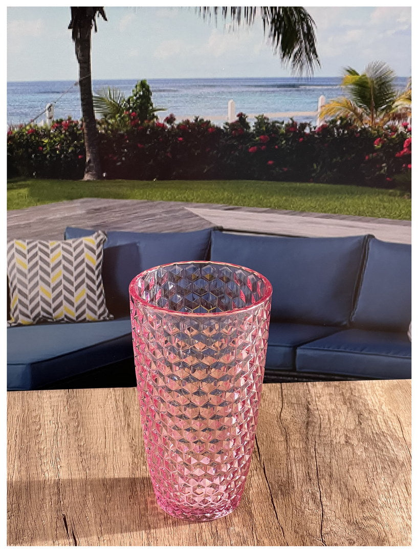 Diamond Cut Acrylic Glasses Drinking Set of 4 (19oz), Plastic Drinking Glasses, BPA Free Cocktail Glasses, Drinkware Set, Drinking Water Glasses
