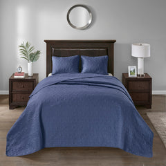 Reversible Quilt Set Navy King/Cal King