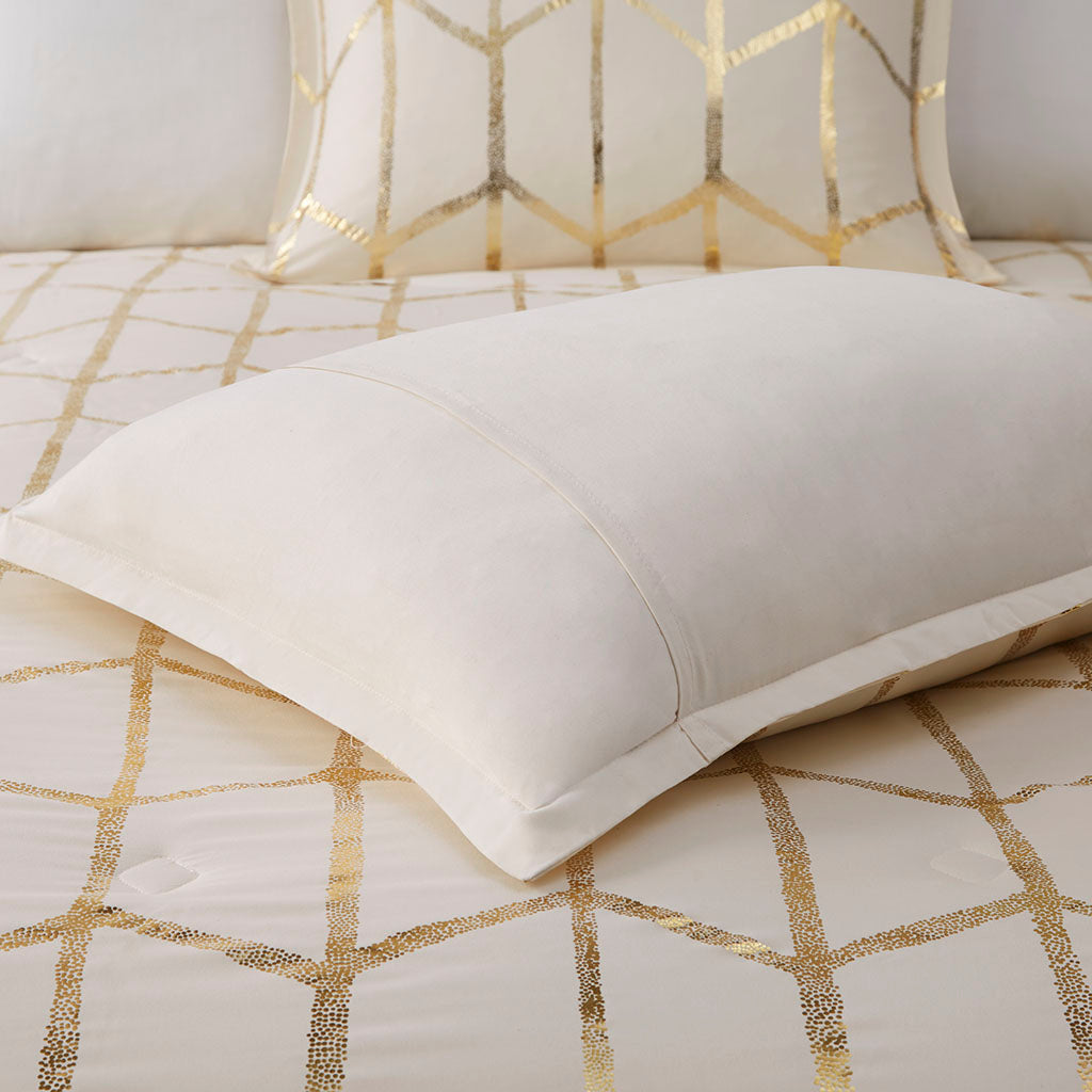 Full/Queen Metallic Printed Comforter Set