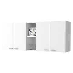 Winslow 150"  Wall Cabinet, Four Doors, Two Divisions, Two Shelves