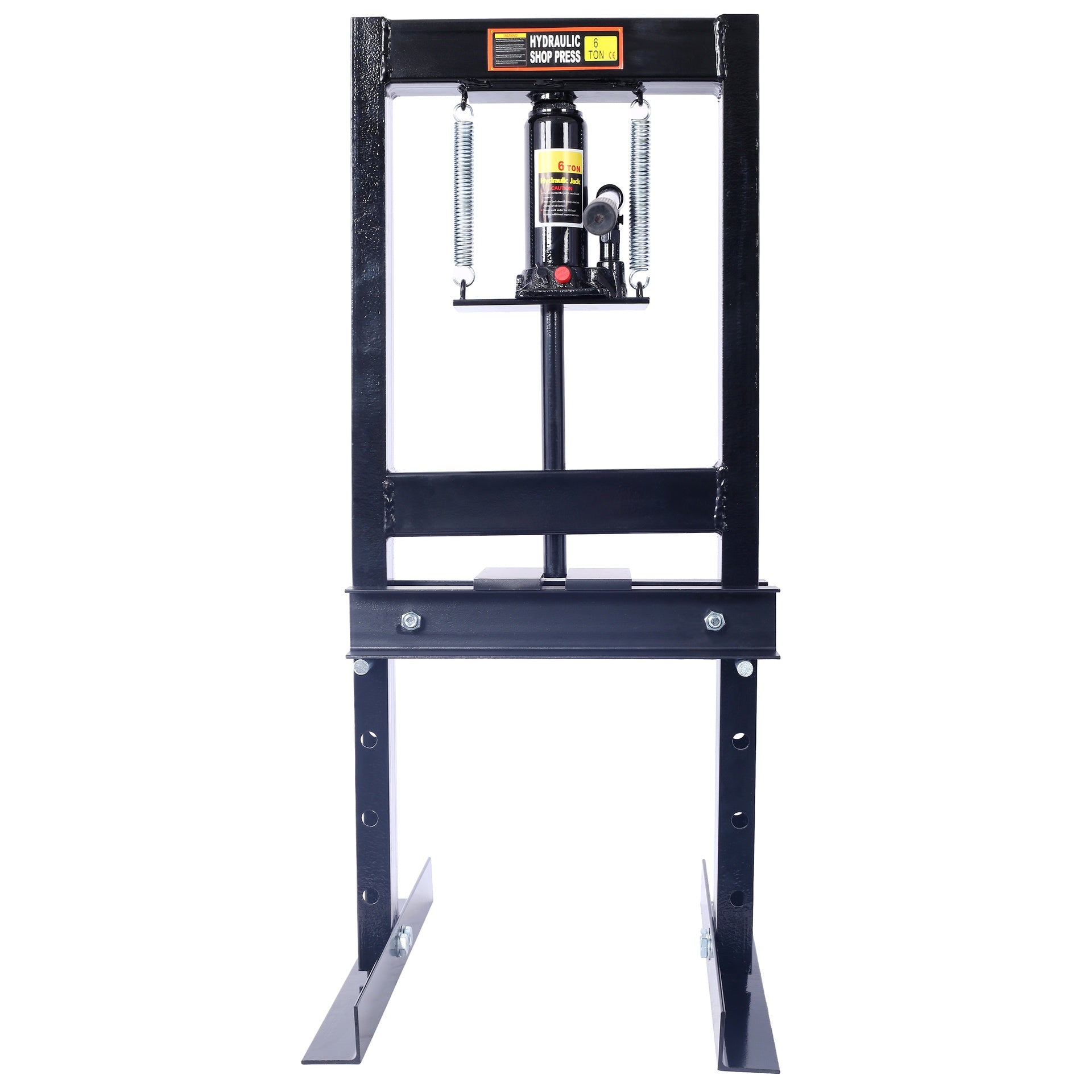 Hydraulic 6 Ton H-Frame Garage Floor Adjustable Shop Press with Plates, 6T, black