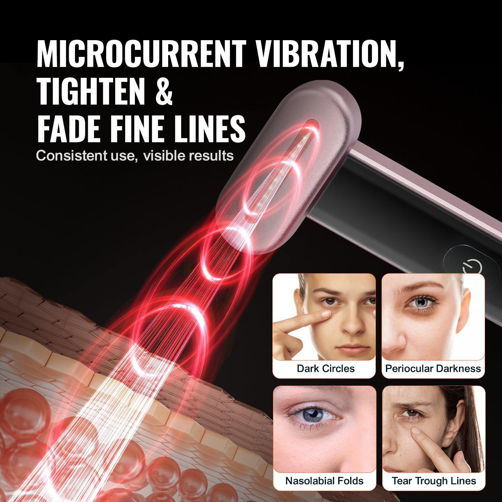 Red Light Therapy Wand for Face and Neck, 3-in-1 LED Facial Wand Red Light Therapy Device with Heating Therapy,Vibrating Facial Massage, Portable LED Beauty Wand