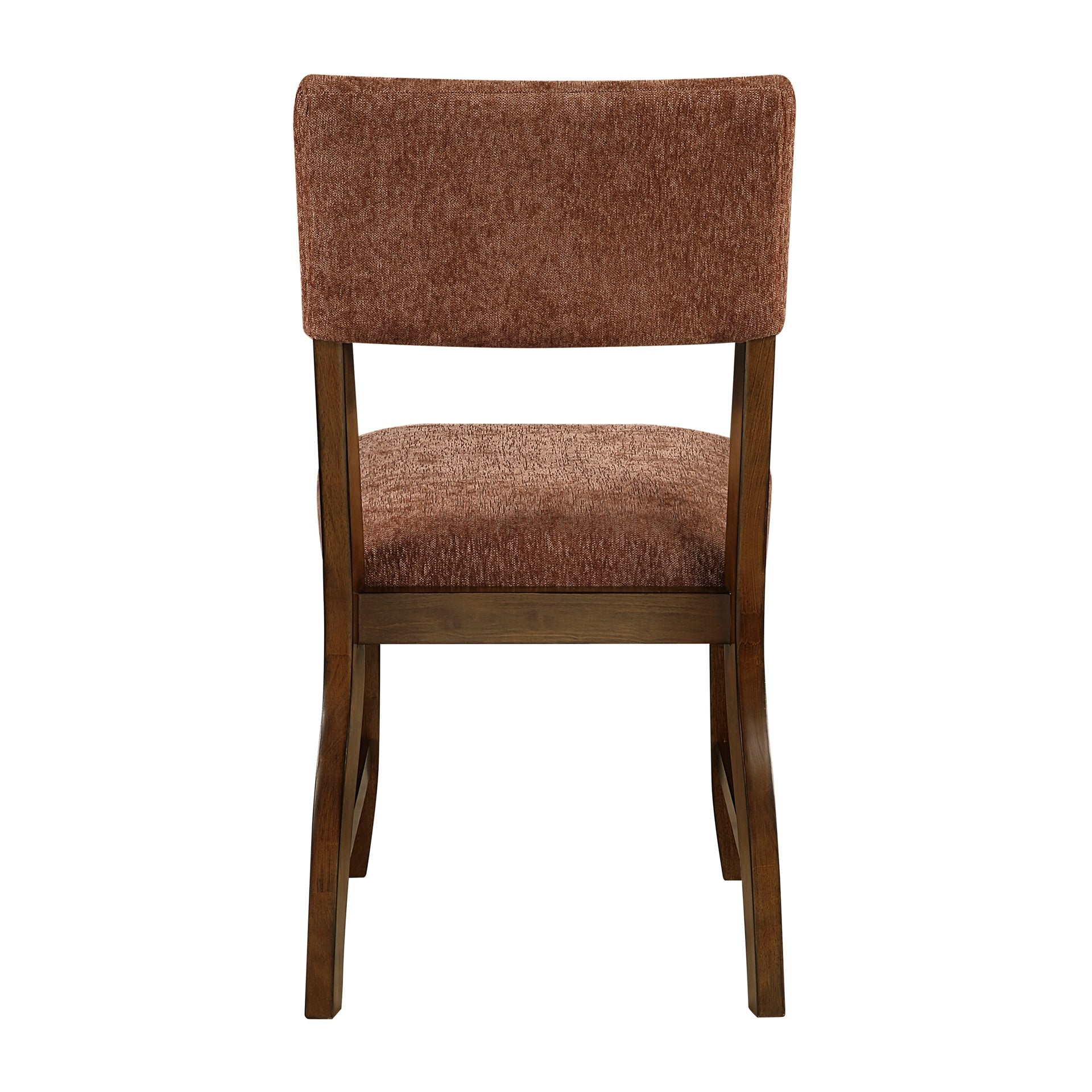 Contemporary Dining Side Chairs Set of 2 Durable Rust Color Chenille Fabric Upholstered Comfort Seat Back Wooden Furniture