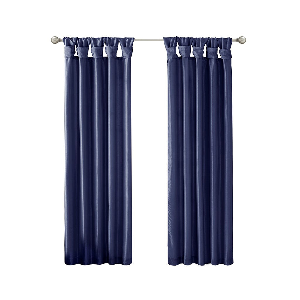 Twist Tab Lined Window Curtain Panel Navy 50x84"