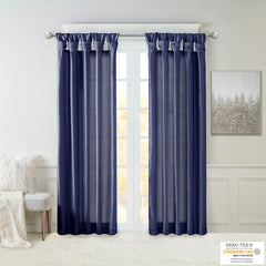 Twist Tab Lined Window Curtain Panel Navy 50x84"