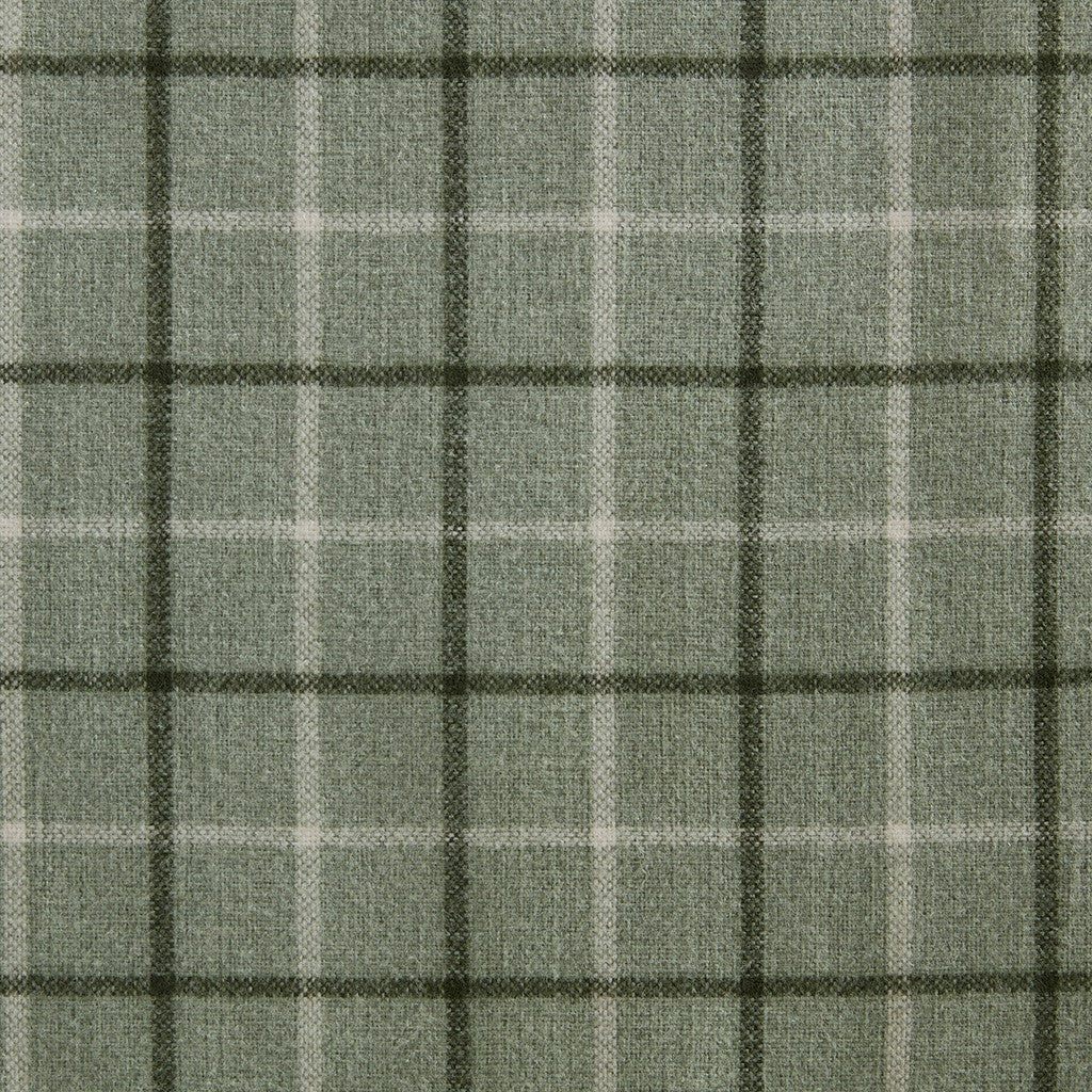 Plaid Rod Pocket and Back Tab Curtain Panel with Fleece Lining Green 50x95"