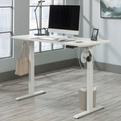 Contemporary Sit/Stand Desk with Four Preset Heights, White finish