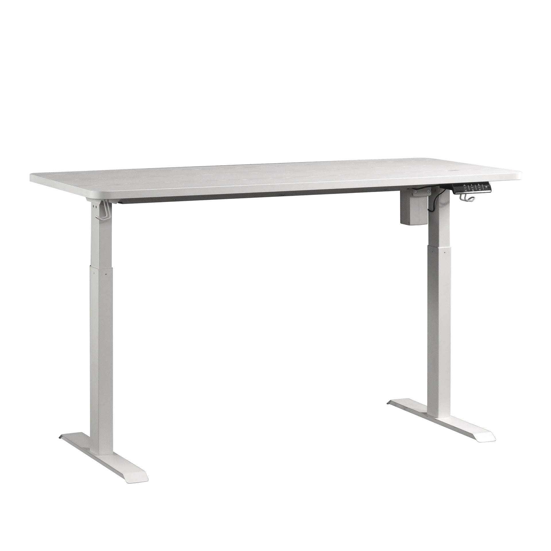 Contemporary Sit/Stand Desk with Four Preset Heights, White finish