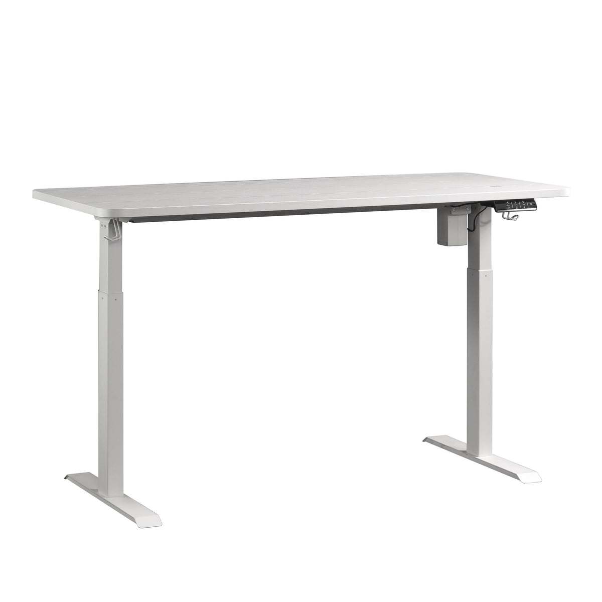 Contemporary Sit/Stand Desk with Four Preset Heights, White finish