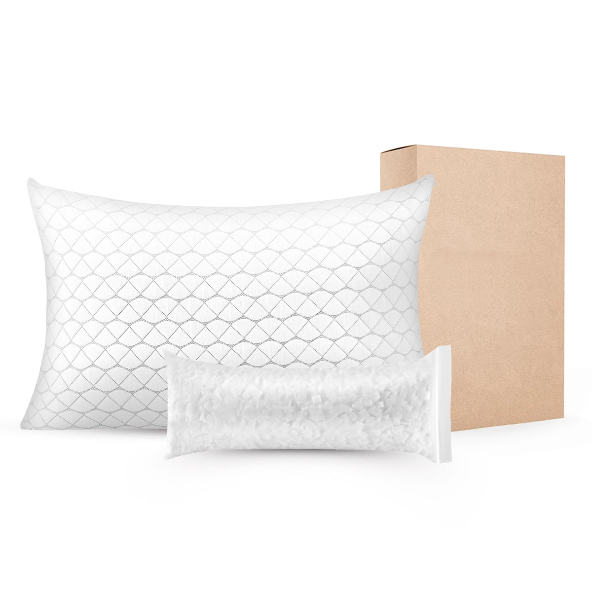 Bed Pillow for Sleeping, King Size Luxury Quality Hotel Pillow with Memory Foam Fill, Supportive & Adjustable, Includes Natural Firber Pillowcase, Bedding for Back, Stomach and Side Sleepers